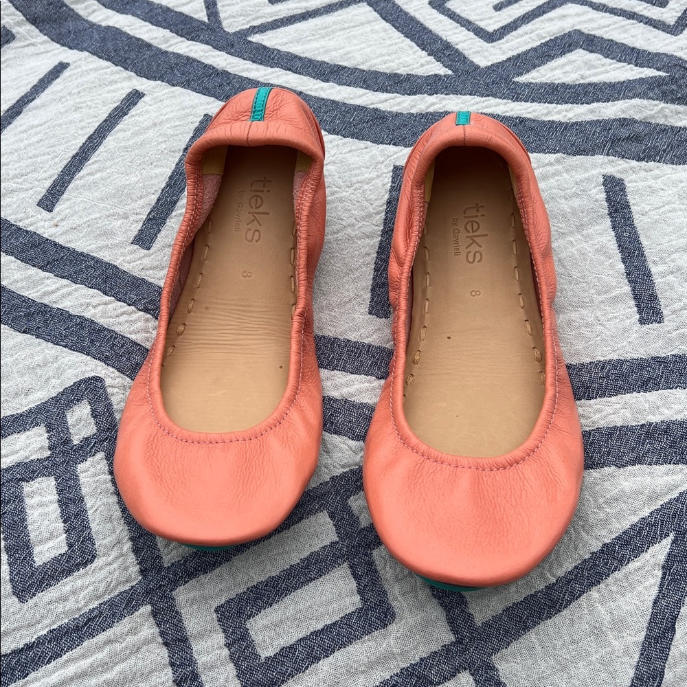 Tieks Size 8, Orange Peach Poppy Limited Edition Leather Flats